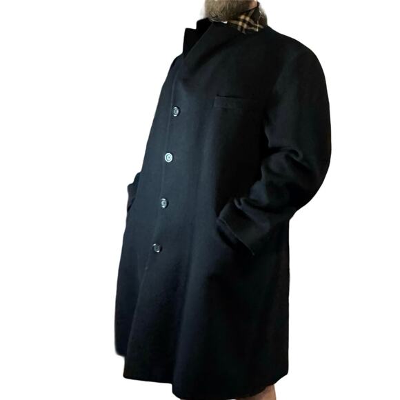 BURBERRY Men’s Wool Overcoat Black Size 48 Regular - Picture 9 of 10